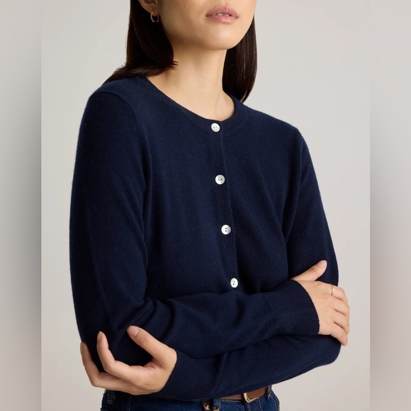 NWT! Quince | Mongolian Cashmere Cardigan Sweater | True Navy | S - Picture 2 of 7